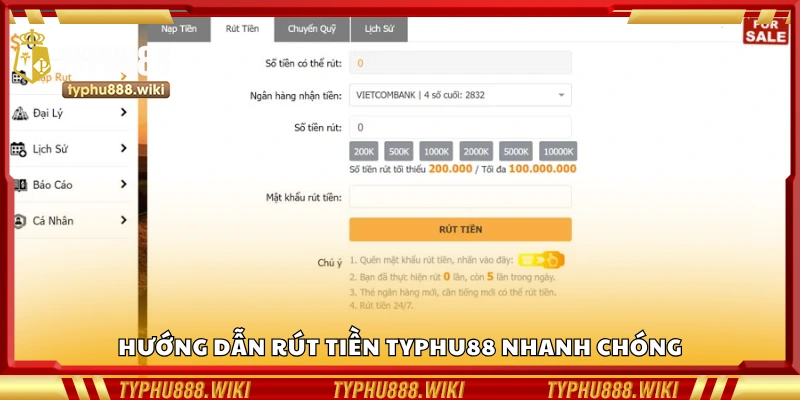 Chi tiết cách rút tiền Typhu88 nhanh chóng